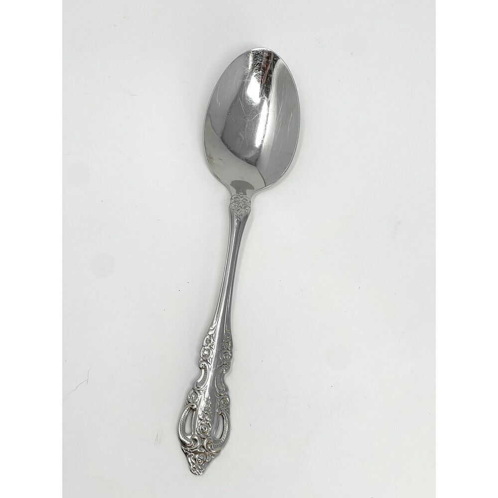 Oneida Renoir-Pembrooke Stainless Floral Pierced Serving Table Spoon 8.5"